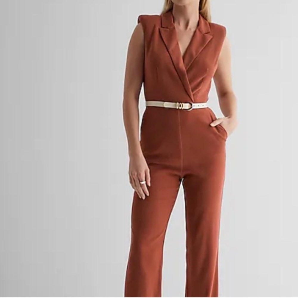 Express Terracotta Sleeveless Blazer Jumpsuit